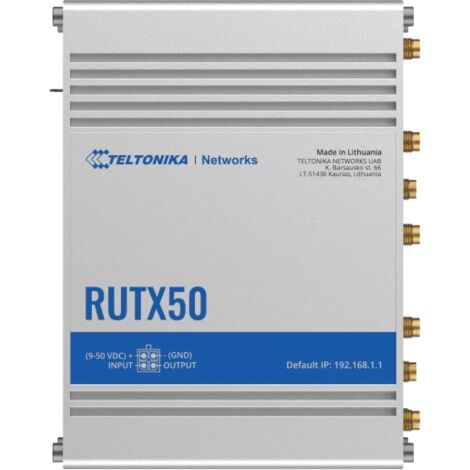 Router Industriale Teltonika RUTX50 5G Professionale con Wi-Fi 5, Doppia SIM, 5 Porte RJ45 1000 Mbit/s e Modem Integrato LTE/UMTS Dual Band 2.4 GHz e 5 GHz