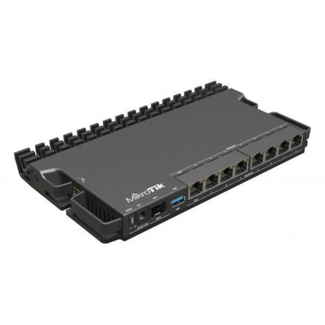 Router Mikrotik RouterBOARD 5009UPr+S+IN con CPU Marvell Armada ARMv8 (4 core, 1,4 GHz), 1 GB RAM DDR4, 1 GB NAND, porte 2.5 Gbit, 7 porte Gigabit, PoE Out/In, porta SFP+