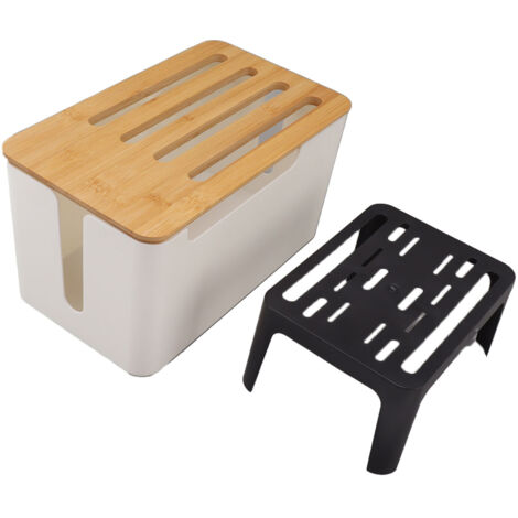 Router Storage Box Large Space Multi Hole Bit Bamboo Cover Home WiFi Router Organizer