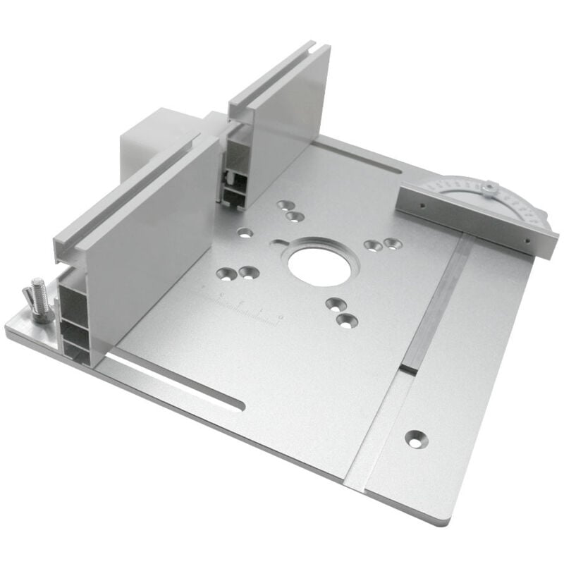 Lifcausal - Lot de 3 plaques d'insertion de table de toupie, planche à rabat de fraisage de bois en alliage d'aluminium, avec jauge à onglets, argent