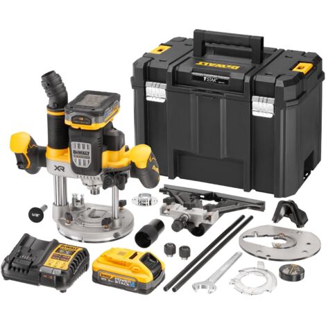 Router XR 18V Brushless - DEWALT - con 2 batterie 18V 5.0Ah - caricabatterie - TSTAK - DCW620H2-QW