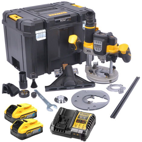 Router XR 18V sin escobillas - DEWALT - con 2 baterías 18V 5.0Ah - cargador - TSTAK - DCW620H2-QW