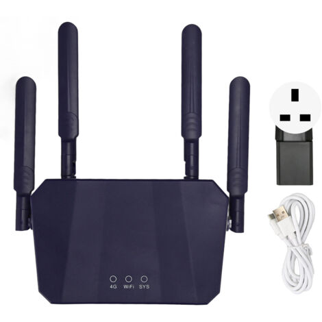 Routeur 4G LTE Professionnel Haut Débit 300Mbps WiFi Portable avec Slot Carte SIM pour Bureau Maison, Alimentation 100‑240V Prise UK