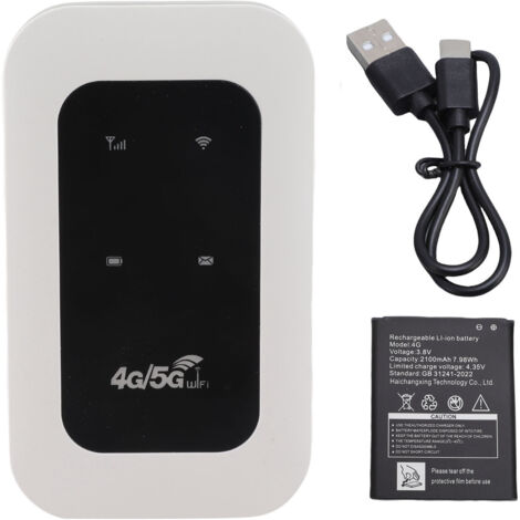 Routeur 4G portable 300Mbps LTE CAT4 Mobile WiFi Hotspot alimenté par USB C et doté d'une batterie de 2100mAh, prenant en charge la connexion de 10 appareils