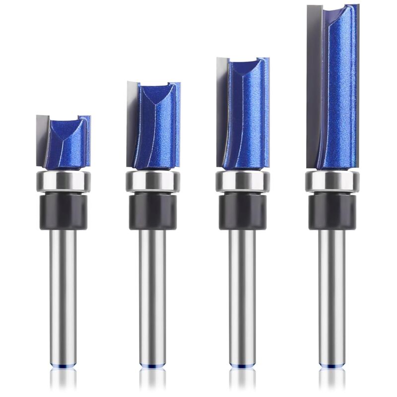 Routeur de coupe affleurant à motif professionnel, tige de 1/4 de pouce, jeu de mèches de routeur de coupe affleurant à roulement inférieur, diamètre