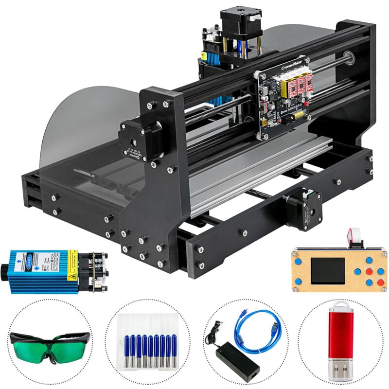 Mophorn - Routeur cnc 3018 Pro 300 × 180 × 45 mm Graveur laser 5,5 w Contrôle grbl Mini fraiseuse 3 axes pour plastique, acrylique, pvc, bois