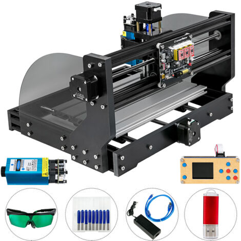 Routeur Mophorn CNC 3018 Pro 300x180x45mm, 500MW GRBL Control Mini Graveur Laser, Fraiseuse et Machine de Sculpture 3 Axes, Contrôleur Hors Ligne, pour Plastique, Acrylique, PVC, Bois