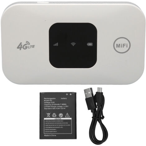 Routeur WiFi 4G 150Mbps avec Slot Carte SIM, Batterie 2100mAh, Support 10 Appareils, Modem USB LTE pour Bureau, Voyage, Maison