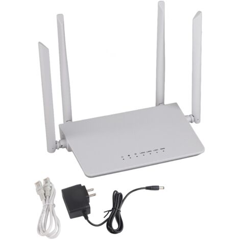 Routeur WiFi Sans Fil 4 Antennes 300M Haute Vitesse pour Maison, Prise US, Blanc, Antennes Quad, Percée Murale