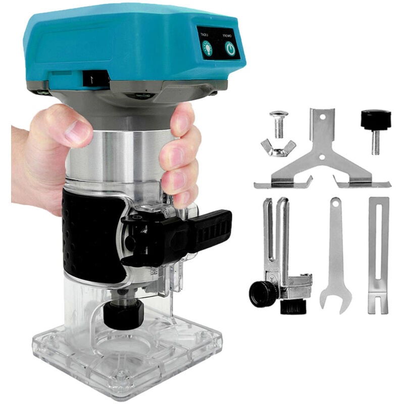 Teetok - Routeurs, outil de toupie compact sans fil et sans balais, outil de toupie à bois 850 w, toupie à bois manuelle, pince de serrage 1/4' 6