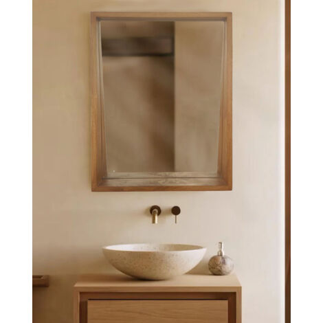 Rovio - Grand miroir mural rectangulaire en bois de manguier