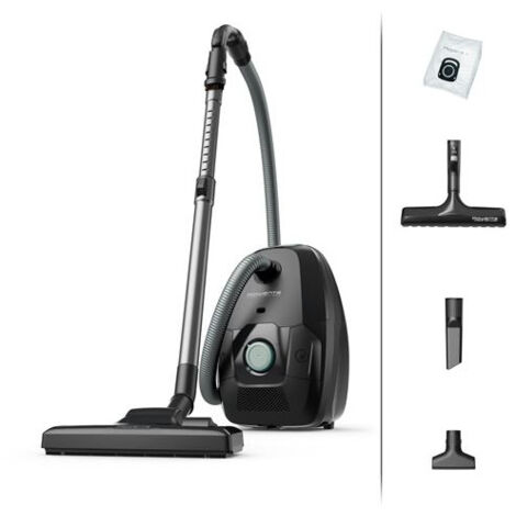 Rowenta – Aspirateur avec sac 900 W – Nettoyage efficace sols durs et tapis – Design noir élégant – Classe d'émission sonore A - RO4952EA