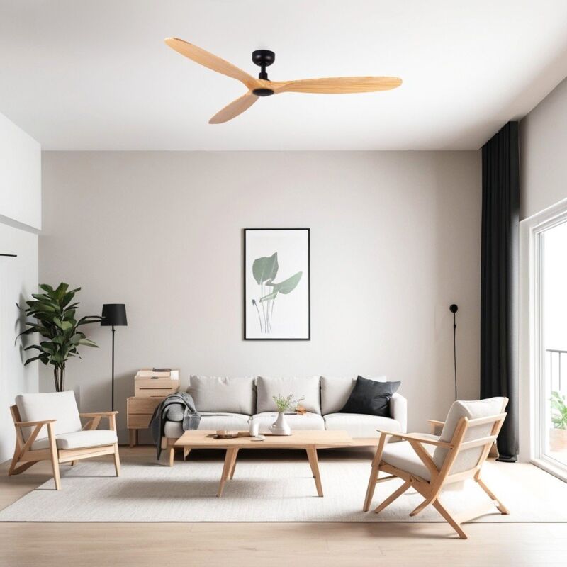 Ventyly - rowind l Ventilateur de Plafond Noir/Pin Ø152 cm