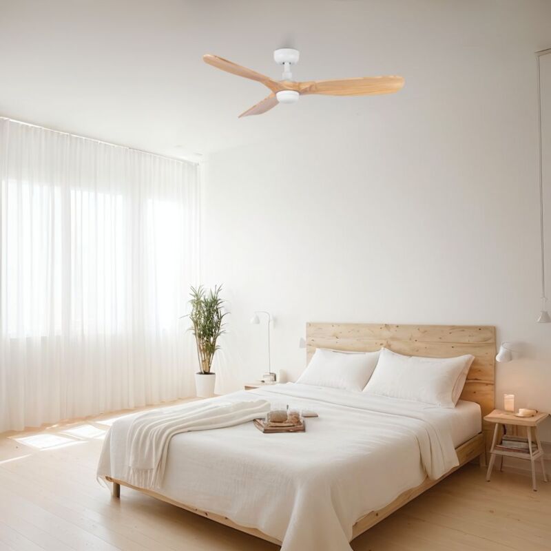 Ventyly - rowind Ventilateur de Plafond Blanc/Pin avec Lumière Ø120 cm