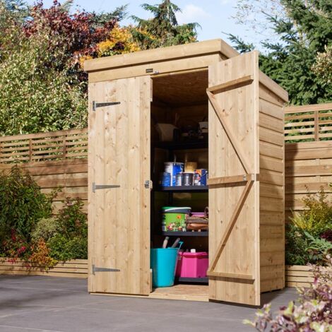 Rowlinson 4x4 Shiplap Pent Shed Double Doors
