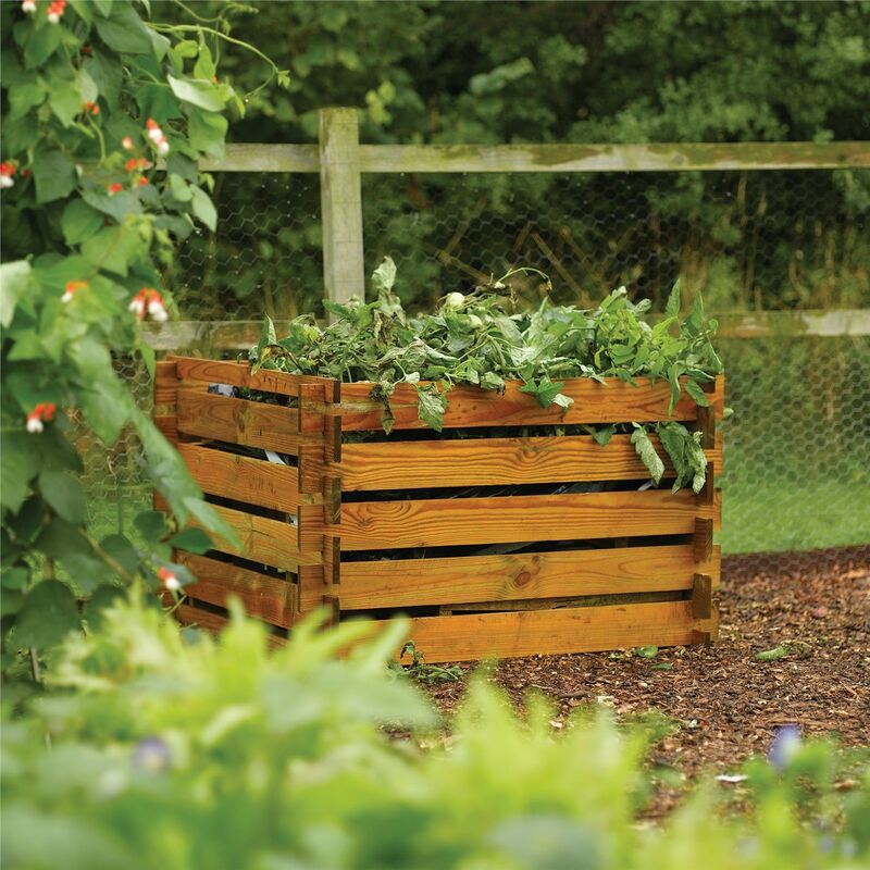 Image of Budget Composter Wooden Garden Compost Bin Natural Timber - Rowlinson