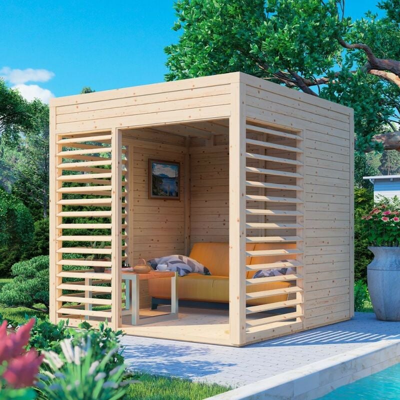 Garden Lounge 1 Wooden Summer House Log Cabin Gazebo Studio Natural - Rowlinson