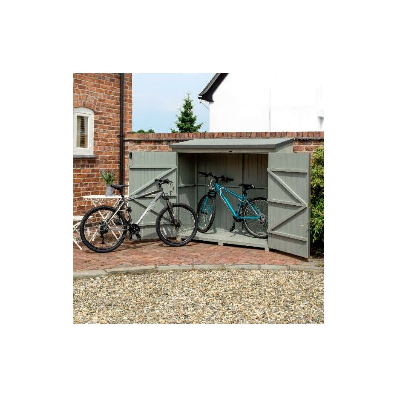 Heritage Wallstore Wooden Dark Grey Trim Garden Bike Shed Storage Unit - Rowlinson