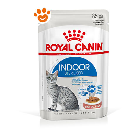 Royal Canin Cat Indoor Sterilised in Salsa  - Royal Canin Cat Indoor Sterilised in Salsa - Bustina Da 85 Gr