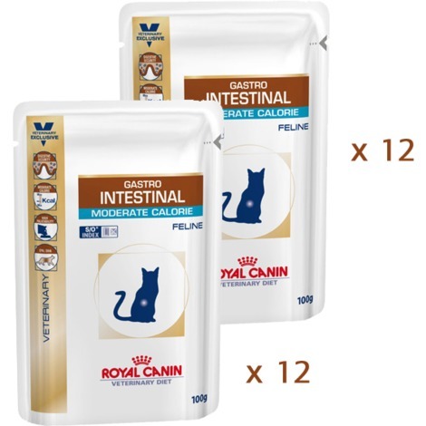 Royal Canin Gastro Intestinal Moderate Calorie Chat Lot De 2 Boites De 12 Sachets Fraicheur 100g x2vtspack