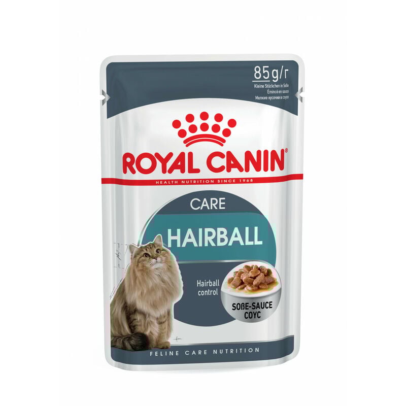 

HAIRBALL CARE 85g (Salsa) para gatos ayuda a controlar la formación de bolas de pelo - 12 Sobres 85g - Royal Canin