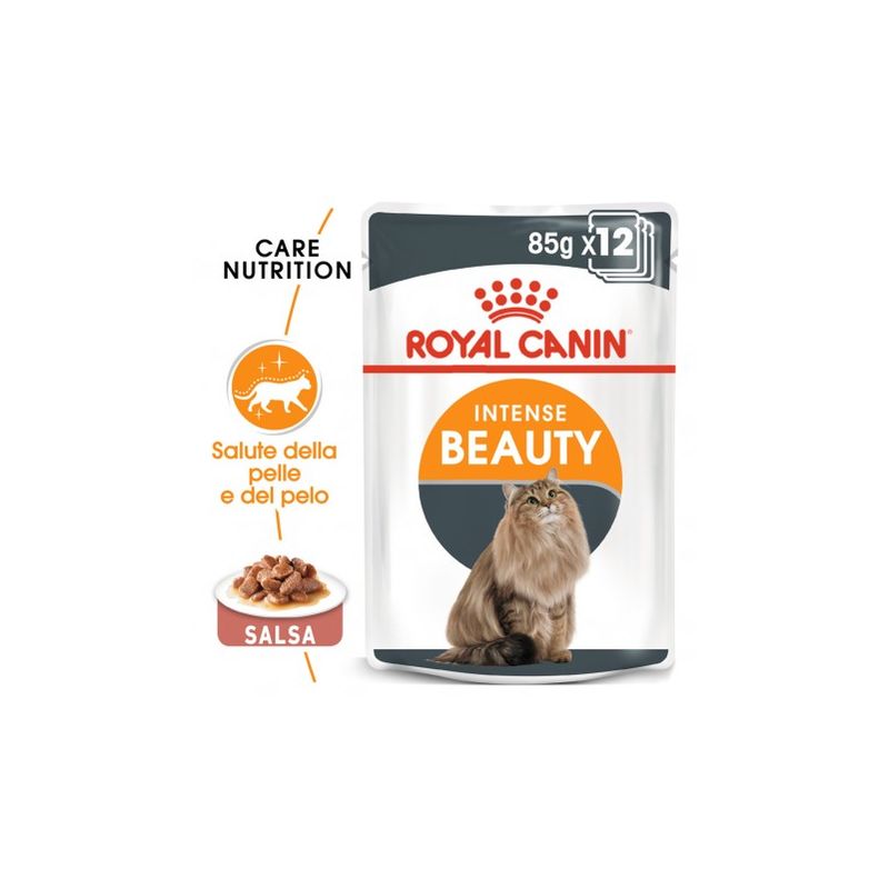 

Intense Beauty comida húmeda en salsa para el cuidado de la piel ye el pelaje en gato adulto Pack 12 x Bolsa de 85 gr - Royal Canin