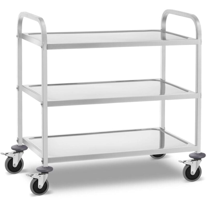 Royal Catering - Carrello Di Servizio In Acciaio Inox Cucina 3 Ripiani Carico: 355 kg Con Freni