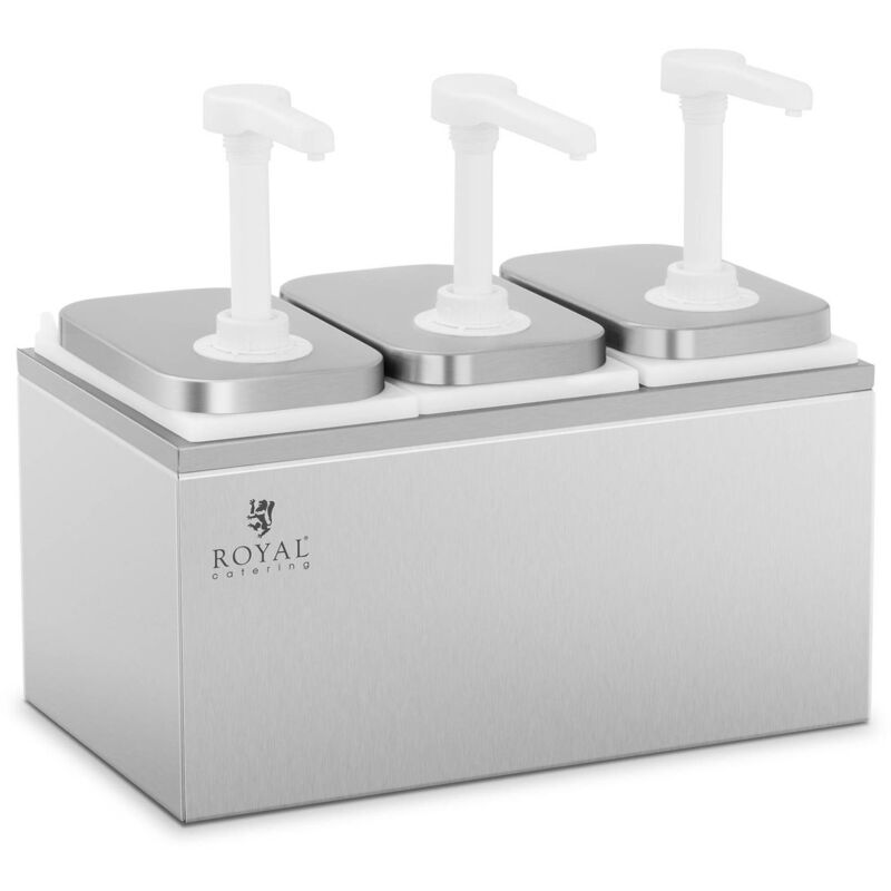 Royal Catering - Dispenser Per Salse Dosatore Dosatori In Acciaio Inox 3 Pompe Erogazione 3 x 2L