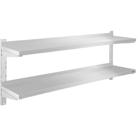 Royal Catering Etagere Murale Double 2 Niveaux Plateaux 140X30Cm Fixations Inox