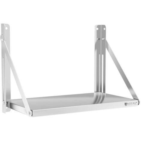 Royal Catering – Étagère murale pliable 60x30 cm en acier inoxydable – Charge maximale 40 kg – Facile à monter – Idéale pour cuisines professionnelles