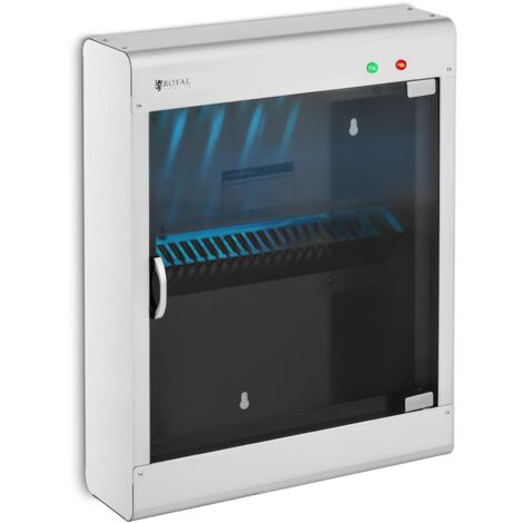 Royal Catering – Stérilisateur UV pour 20 couteaux – Acier inoxydable et plexiglas – Élimine 99% des bactéries – Puissance 8W – Minuterie jusqu'à 60 min