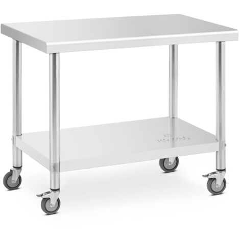 Royal Catering – Table de travail en acier inoxydable 60 x 100 cm – Capacité de charge 155 kg – Sur roulettes avec freins pour mobilité optimale