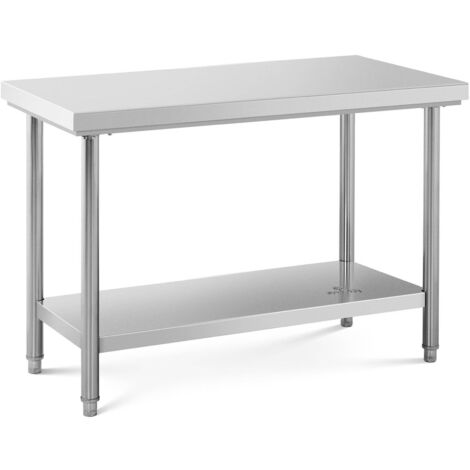 Royal Catering – Table de travail en inox 120x60 cm – Capacité 137kg – Pieds réglables jusqu'à 20mm – Idéale pour cuisines professionnelles