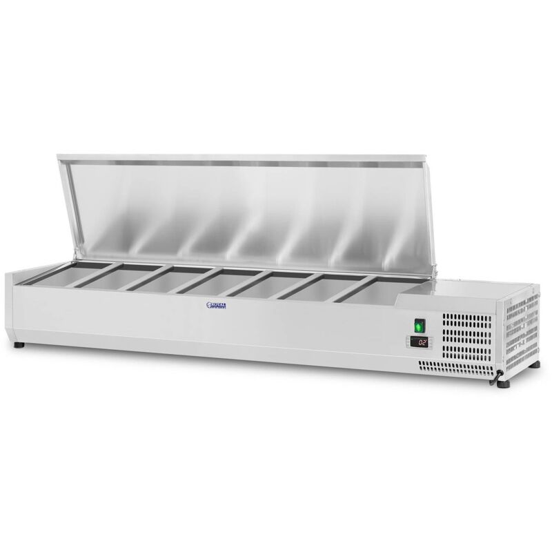 Image of Vetrina Refrigerata 7 Contenitori Gn 1/3 160 x 39 Cm Coperchio Acciaio Inox 62 l