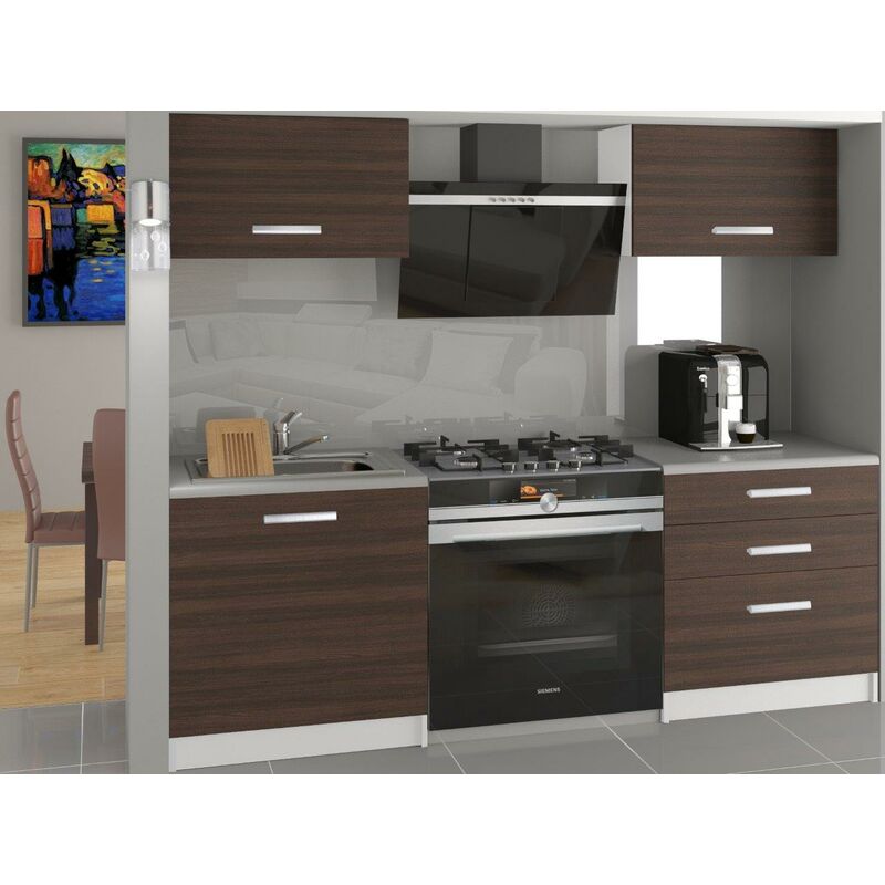 

ROYAL | Cocina completa modular lineal L 120 cm 4 piezas | Plan de trabajo INCLUIDO | Conjunto de armario de muebles de cocina - Castaña