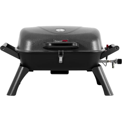 Royal Gourmet Barbecue à Gaz Portable, Barbecue de Table de 3,5 kW avec Allumage Piézo et Thermomètre, Barbecue d’Extérieur aux Pieds Pliables et Verrou de Couvercle pour Balcon, Terrasse, Jardin, Cam