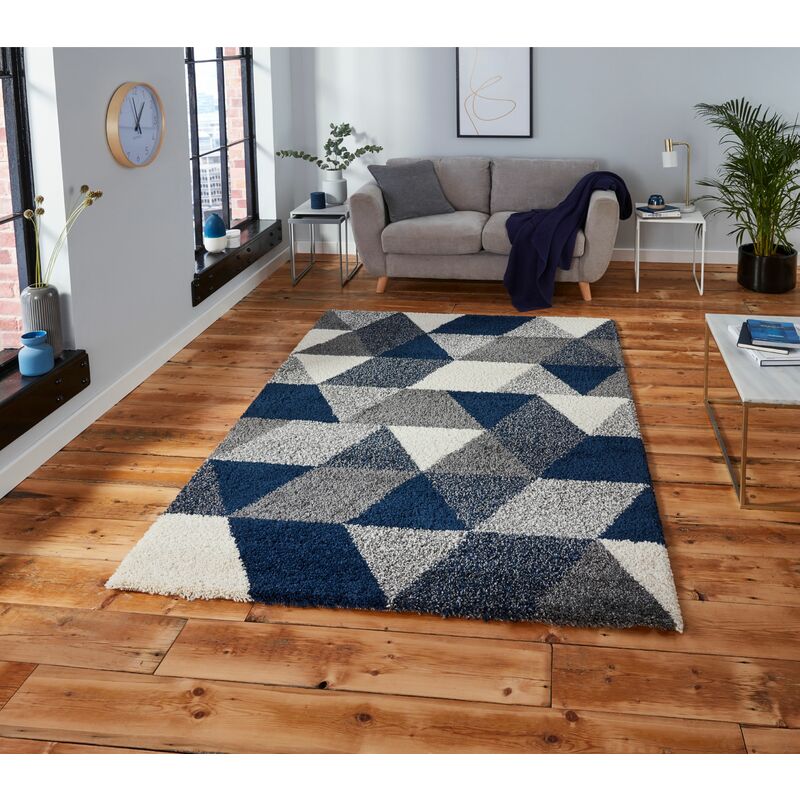 Think Rugs - Royal Nomadic 7611 Cream Navy 200Cm X 290Cm Rectangle - Blue And Grey And Cream And Navy