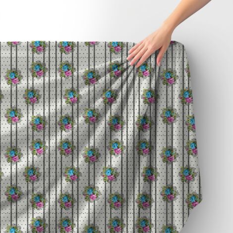 Royal Samt Stoff Polyester Zum Nähen - Motiv Blumen, Punkte, Ketten