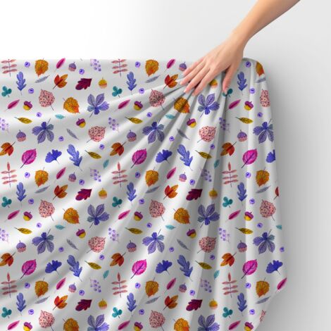 Royal Samt Stoff Polyester Zum Nähen - Motiv bunte Blätter Aquarell 2