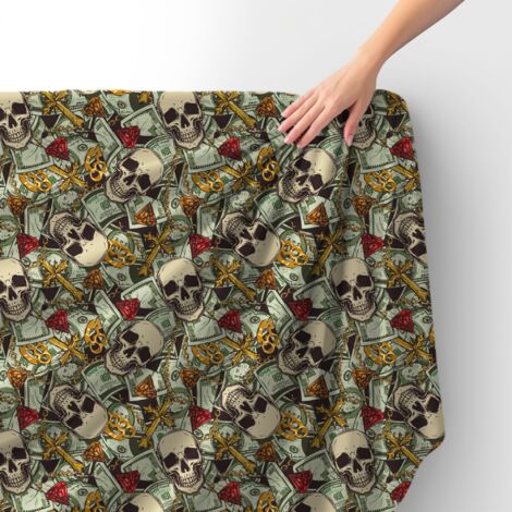 Royal Samt Stoff Polyester Zum Nähen - Motiv der Schädel 2