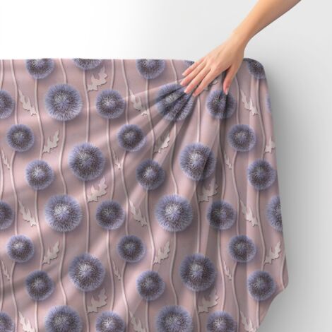 Royal Samt Stoff Polyester Zum Nähen - Motiv Distel Blume