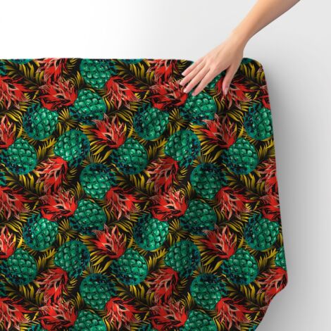 Royal Samt Stoff Polyester Zum Nähen - Motiv Grüne Ananas