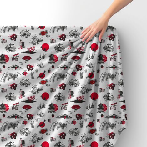Royal Samt Stoff Polyester Zum Nähen - Motiv Japanische Miniaturansichten