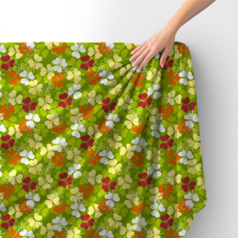 Royal Samt Stoff Polyester Zum Nähen - Motiv Kleeblätter 2