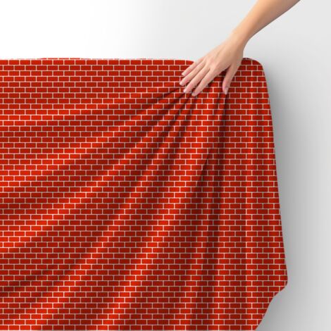 Royal Samt Stoff Polyester Zum Nähen - Motiv Roter Ziegel