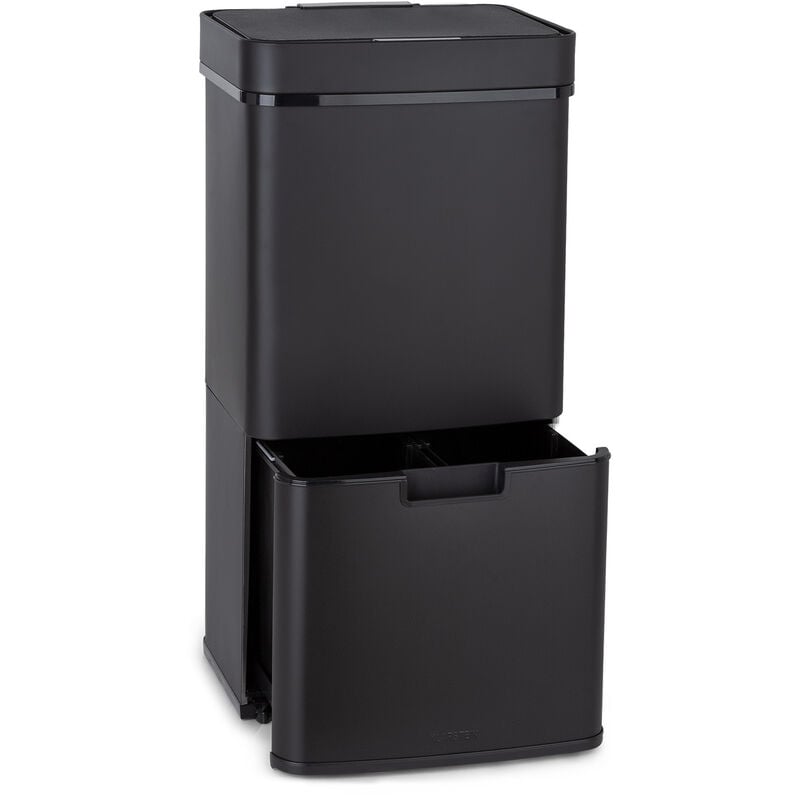 Klarstein - Royal Trash Matte black Poubelle à capteur 72 l acier inoxydable noir mat