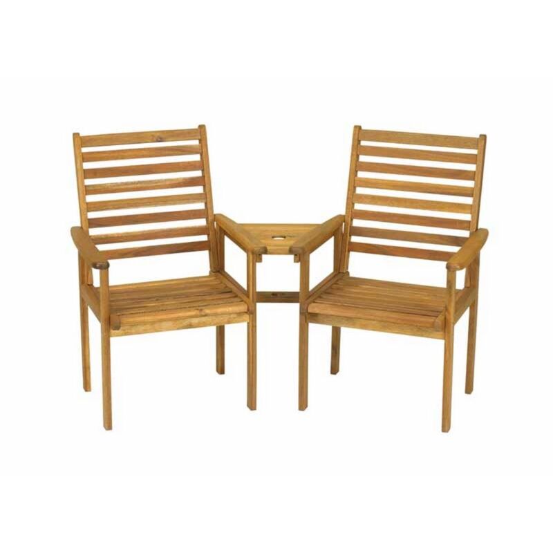 MIR - Napoli 2 Seater Companion Set - Acacia Hardwood - L150 x W60 x H96 cm