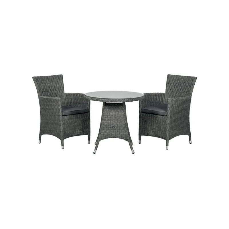 PARIS 2 Seater Carver Bistro Set 70cm Round Table With 2 Carver Chairs including Cushions