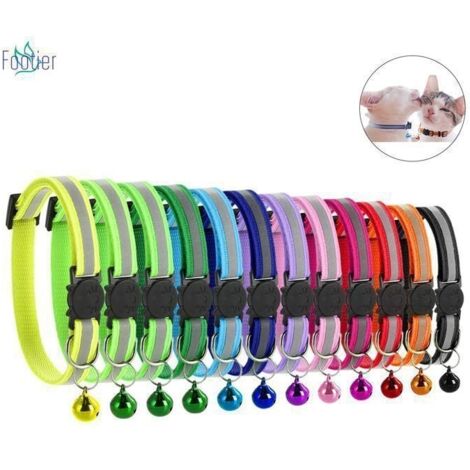 (Royal,Fluorescent,Clair,Ciel)FOOTIER 12 Pièces Collier de Chat, Collier Anti-étranglement pour Chat Collier pour Chat avec Sangle Réfléchissante et Cloche