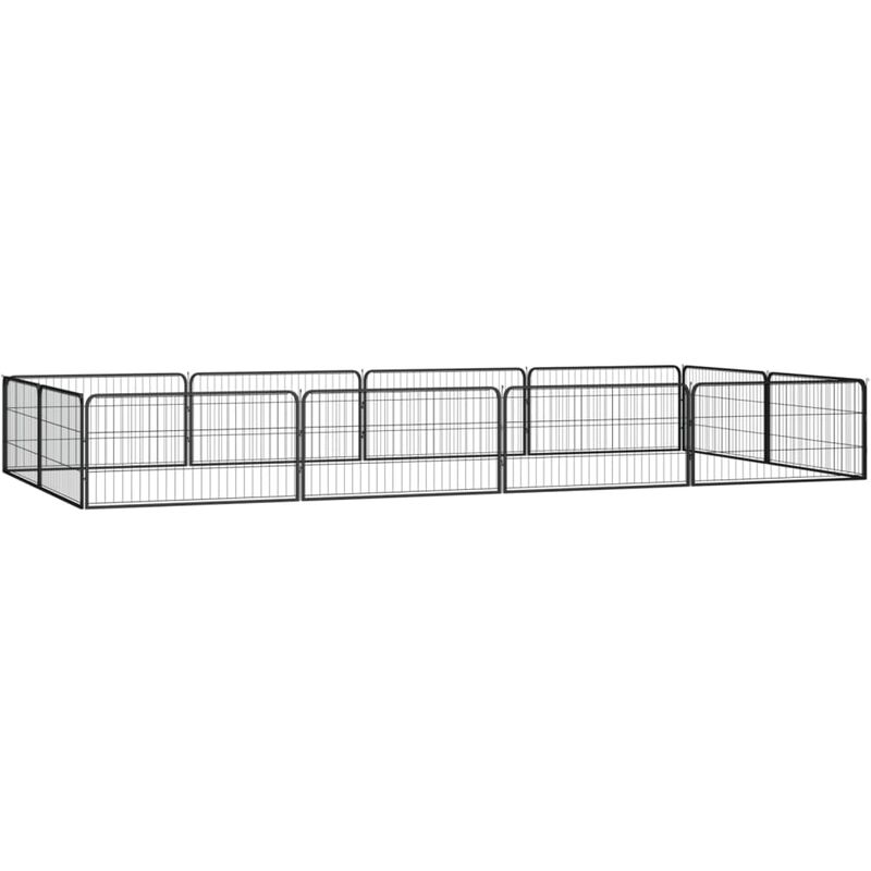 Royalton - 12-Panel Dog Playpen Black 100x50 cm Powder-coated Steel